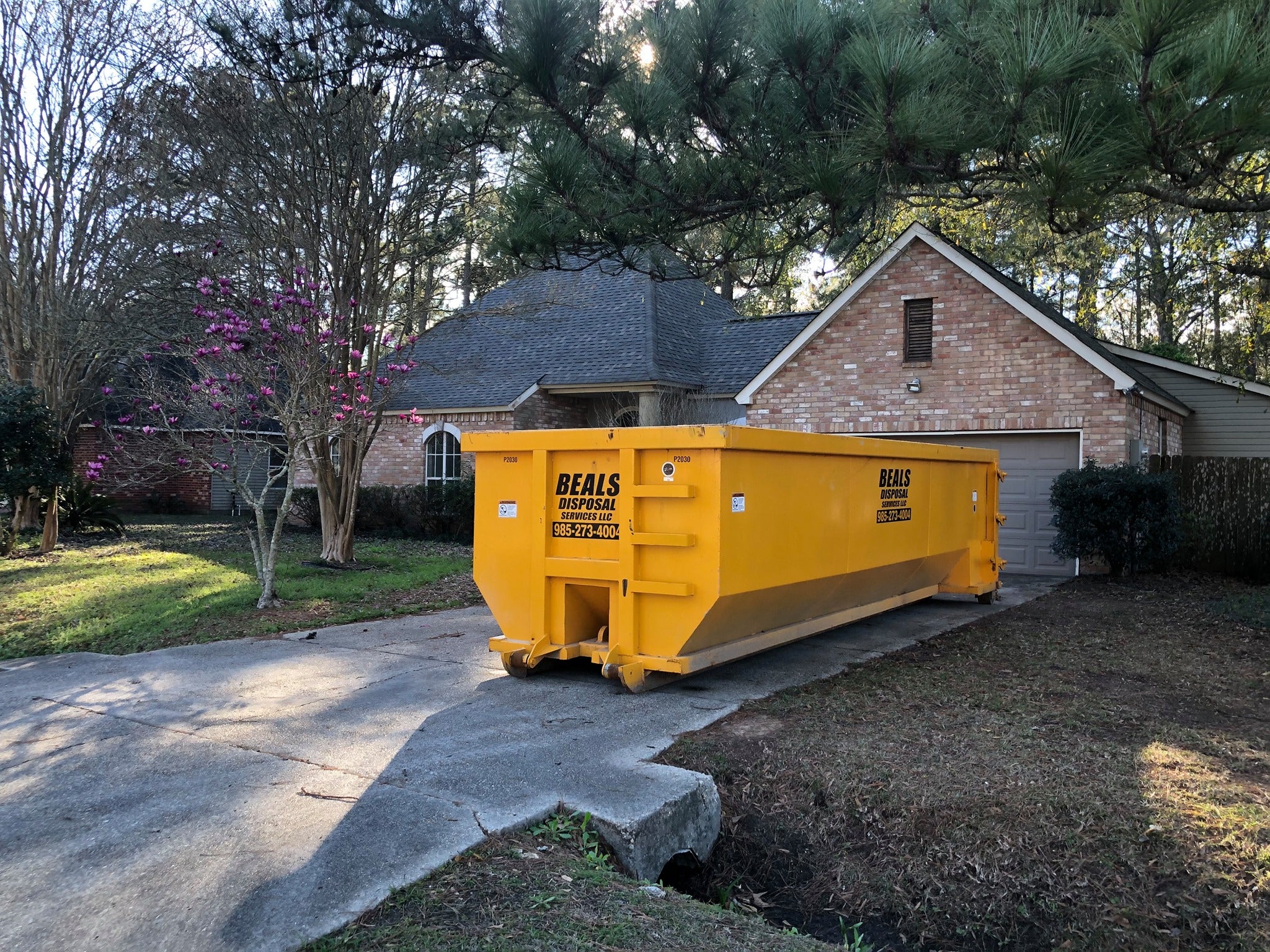 Beals roll-off dumpster in a Northshore driveway